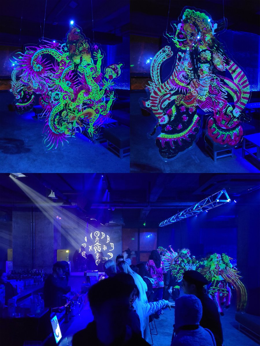 Wang_New_One's tweet photo. Installation for Lure/饵 party ' Once in a blue moon. ' 
at ALL club in Shanghai on 30th Oct. https://t.co/bPVXYRZgCC