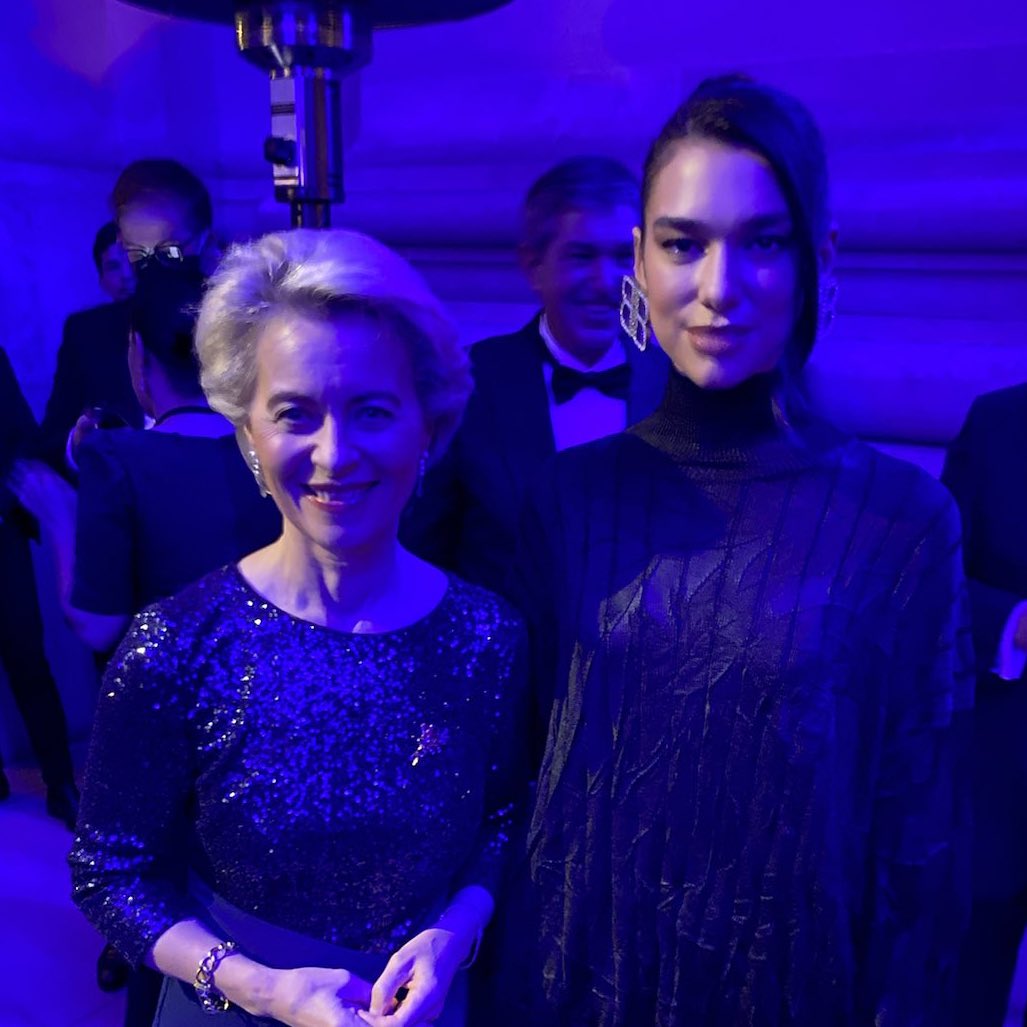 So happy to meet <a href="/DUALIPA/">DUA LIPA</a> at the <a href="/AtlanticCouncil/">Atlantic Council</a> Leadership Awards.

Dua, you have such a great impact on the world. 

With your music and your unique energy, we are all “levitating”