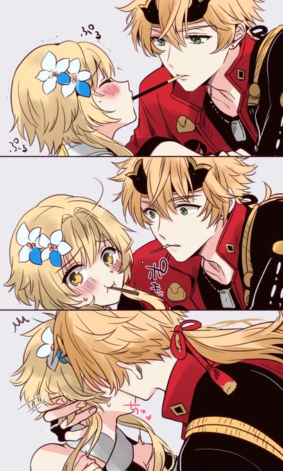 ポッキーゲームをするトマ蛍。途中棄権なし。 