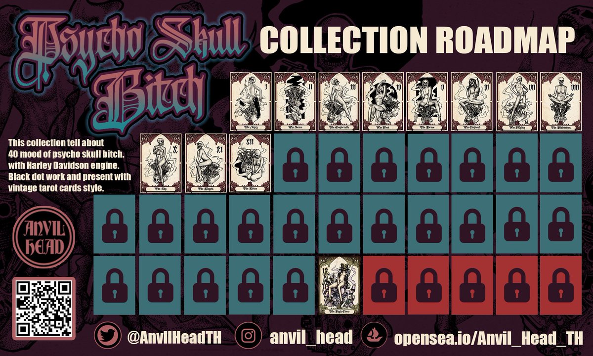 ✨✨💀 NEW DROP 💀✨✨
Collection "psycho skull bitch"
🔥New drop  VII - XII
✨1 spacial card✨
🪙 0.025-0.085 ETH 🪙
✨available now on #opensea 

opensea.io/collection/psy…

#NFTCommmunity #nft #nftcollector #NFTcollection #NFTcollectibles #NFTshill #NFTartists #psychoskullbitch