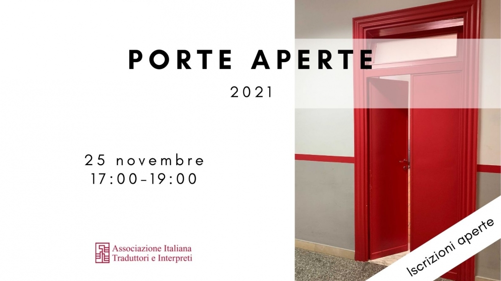 Sono aperte le iscrizioni per il Porte Aperte che si svolgerà il 25 novembre su Zoom.
Volete saperne di più sulle attività della nostra associazione e sui vantaggi di farne parte? Unitevi a noi! Per programma e iscrizioni bit.ly/porteaperteAIT…
#PA_AITI_2021 #PorteAperteAITI