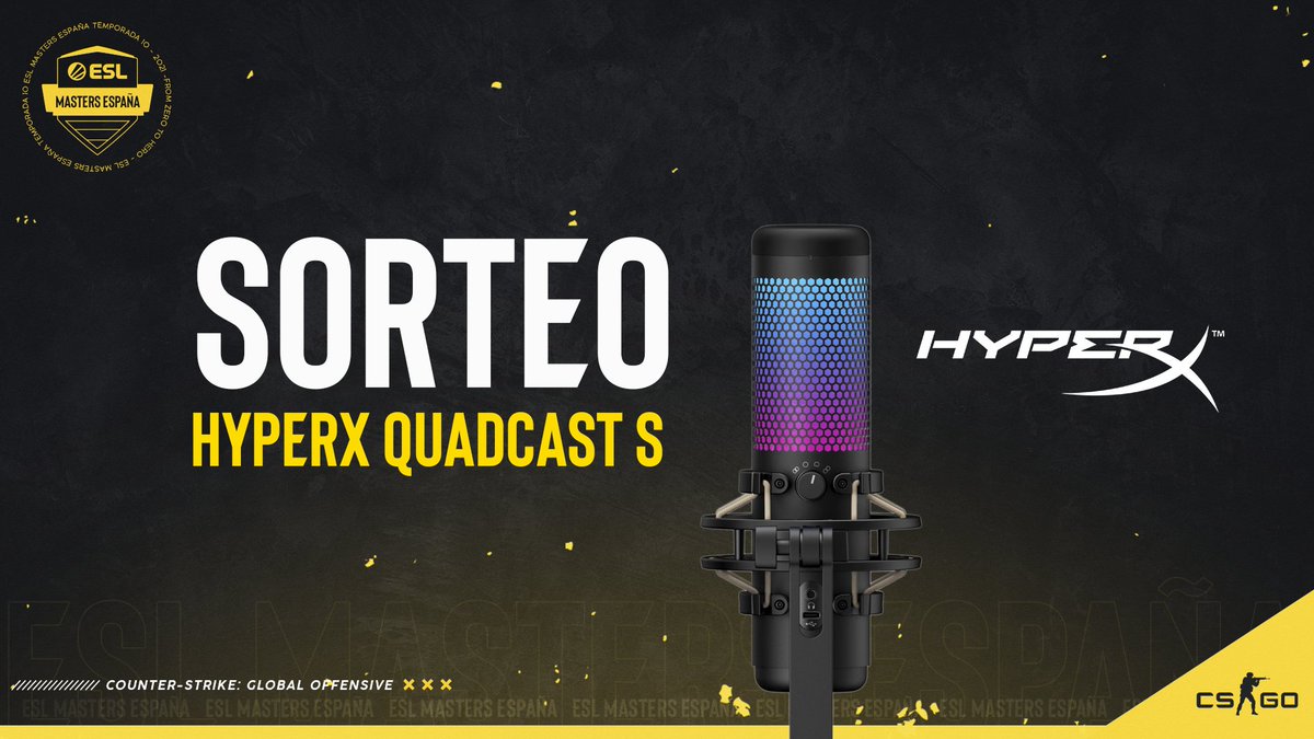 ESLspain's tweet photo. 🚨 SORTEO #ESLMasters 🚨
¡Gana un micrófono Quadcast S de la #hyperxfamily! 🤯 Participar en el sorteo es muy fácil. 
🎙 Sigue a @ESLspain y @HyperXSpain 
🎙 Haz RT a este tweet
Entre todas las participaciones válidas sortearemos este increíble premio! 🍀 https://t.co/trcNxzKJyI