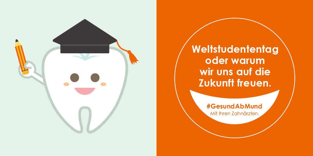 Wie für alle #Studierenden war es auch für Euch Zahnis während der Corona-Pandemie nicht leicht. Am #WeltstudentenTag danken wir Euch für Euren Einsatz! Nur mit Euch können wir auch in Zukunft Menschen #GesundAbMund halten.