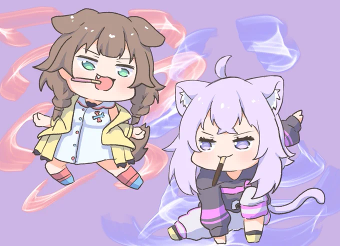 おかころのポッキーゲーム
#絵かゆ
#できたてころね 