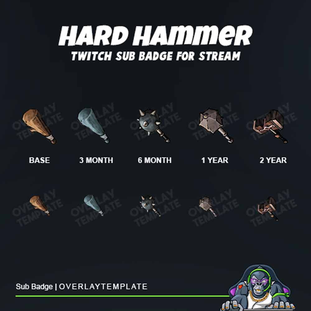 This set of dangerous and hazardous hammers represents an attractive fighter streamer with a dangerous weapon.🙌🔥
Check it out and get it this super weapon ! 
overlaytemplate.com
#twitch #twitchstreamer #twitchdesigner #twitchbitbadges #twitchsubbadges #etsy #Discord