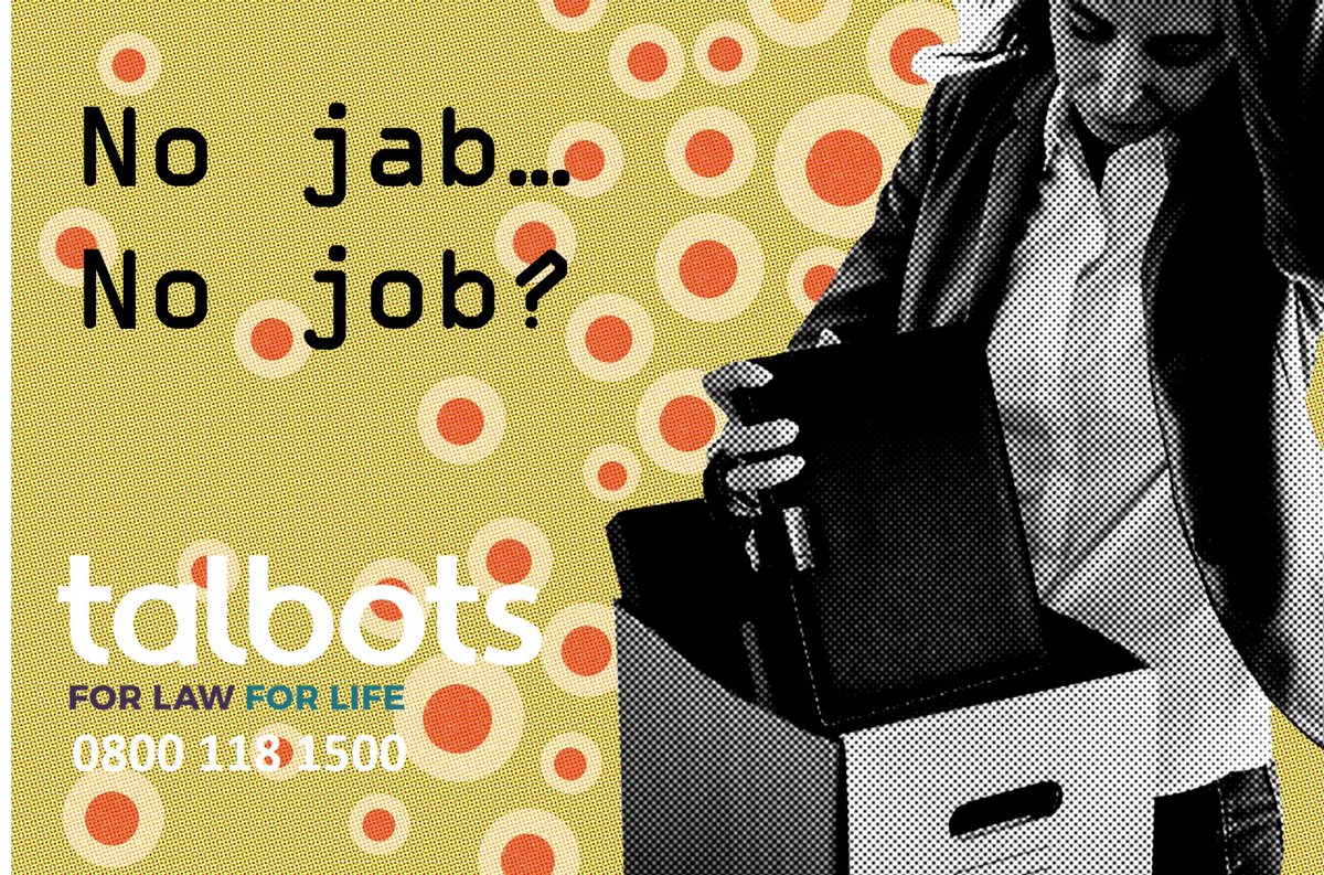 talbotslaw's tweet photo. Have you been affected by the latest "no jab, no job" regulations?  Our Employment Law Specialist, Reyhana Koser,  looks at the new rules and what they mean - and not just for the health &amp; social care sector.  If you need advice call us on 0800 118 1500
https://t.co/mHJYGjX0e2 https://t.co/tyK26Q90u2