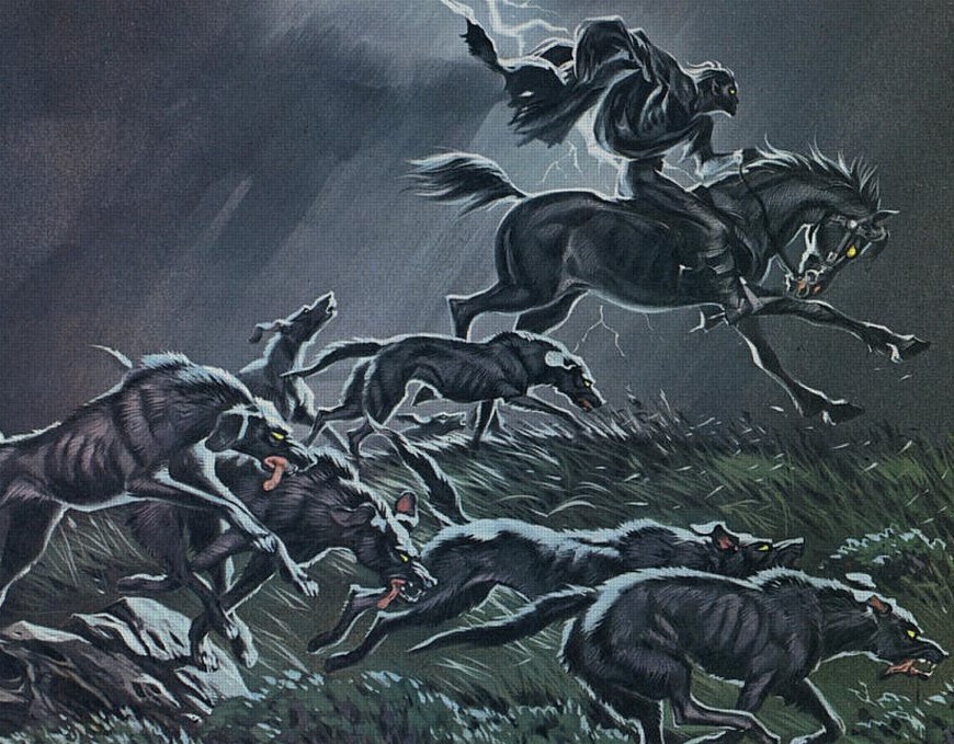 reviewwales's tweet photo. Today is St Martin's Day - "Old Halloween" - which Welsh folklore tells us is a special day for the Cŵn Annwn:
"These dogs went in procession through the lonely lanes and byways of Wales guided by their master, a dark gigantic figure with a horn around his neck"
#FolkloreThursday https://t.co/olvW10AFEI
