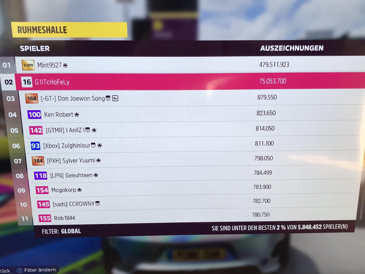 Pino82's tweet photo. @Turn10Studios @WeArePlayground  Sorry, but is Horizon 5 haked? Look at the 2 in front  🤔 Don Joewon was always first and now this 2 appeared… 🤔 pleeease, check these 2 Accounts 🙏 https://t.co/zwYS9IQAA5