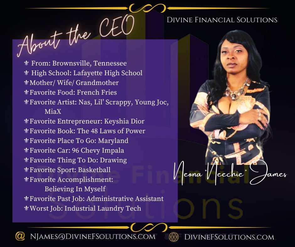 Neechies's tweet photo. #DivineFinancialSolurionsLLC #TaxHero #TaxMafia #TaxPreparer #CEO #CreditHero #CreditMafia #CreditRepair #BlackOwnedBusiness https://t.co/TSQnTAR4Kz