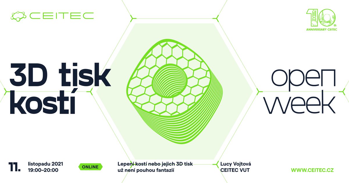 CEITEC_Brno's tweet photo. 🦴 Kostní lepidlo, které nesmí být pro organismus a kostní tkáň toxické.
🎤 O tom dnes řekne více docentka Lucy Vojtová z @CEITEC_Brno @VUTvBrne. 
Stream najdete na našem YouTube 👉https://t.co/u8f6i0oiq1 
@CzechTV #OpenWeek #CEITEC10 #CEITECScience https://t.co/fx5DgRyIHl