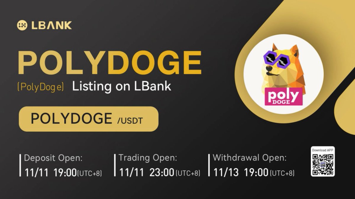 PolyDoge's tweet image. PolyDoge🐶🚀fam!

It’s #listingday! 🥳
 
PolyDoge will be listed on LBank (lbank.info)!!! 👑
 
More info: support.lbank.site/hc/en-gb/artic…

More info CN: support.lbank.site/hc/zh-cn/artic…
