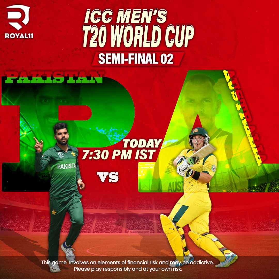 royal11official's tweet photo. Who will gonna fix their spot for the #final of #ICCT20Worldcup 🤔
#Pakistan vs #Australia, today at 7:30 PM⚔️
Get ready with your #teams on #Royal11🏏😎
#FantasyCricket #MatchDay #GameDay #WorldCup2021 #EarnMoney #Warner #Babar #Afridi #Smith #India #UAE #Dubai #T20League https://t.co/KFl2GmQNwo