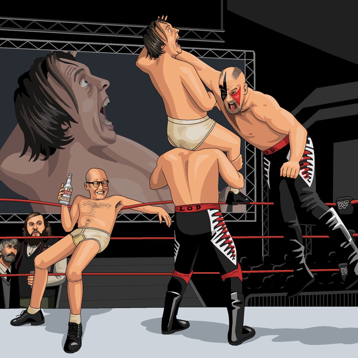 Random funny story.
So my <a href="/Jimllpaintit/">jim'llpaintit</a> request got made a few years ago (Bottom vs LOD) and one day I went to a wrestling show and someone sat down next to me wearing a t shirt with the design on it.
I didn't say anything coz I thought it would be a funnier story him not knowing