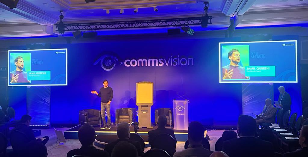 WeAreIncom's tweet photo. Day 2️⃣ at #CommsVision 2021 

Performance Coach @Jamil_Qureshi is kicking things off with a dynamic motivational talk 💪🏼 

Come say hi to our team if you’re attending! #IncomCNS 🌐 https://t.co/ZKwyRXLRGQ