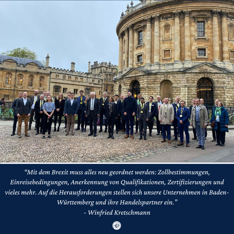 On Monday we had the honour to welcome Winfried Kretschmann, the Minister President of Baden-Württemberg, and his delegation in Oxford. After a talk on the need for but also opportunities of restructuring our economy to fight climate change, Mr. Kretschmann engaged in a Q&amp;A.