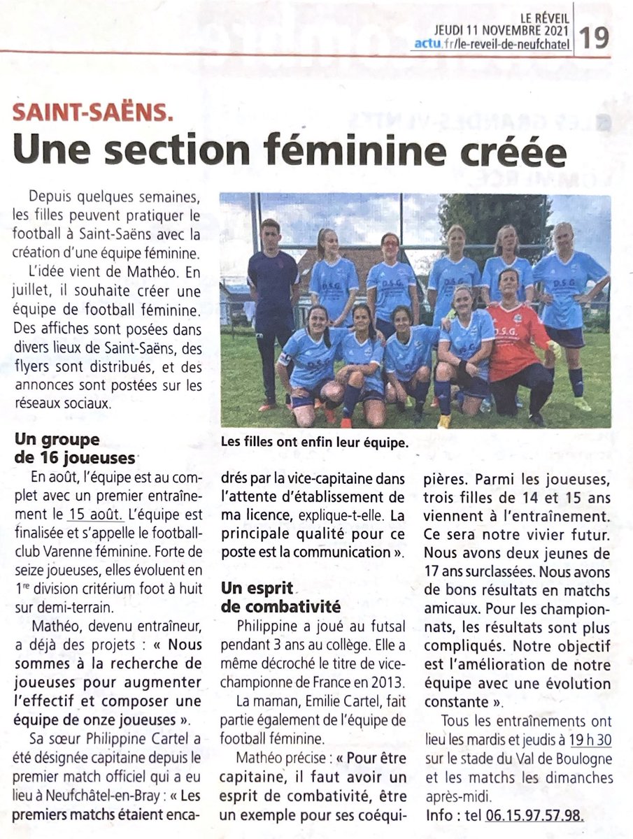 Le FCV a l’honneur avec ses féminines.