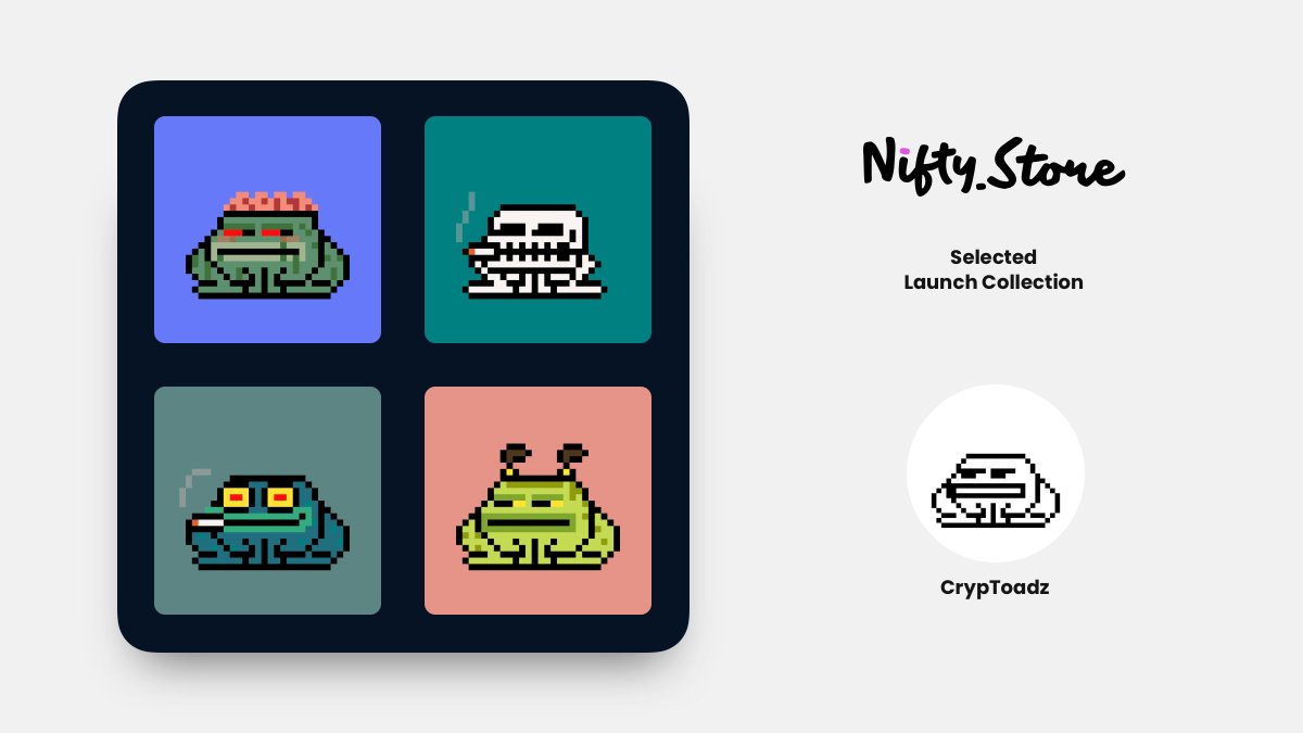 Nifty_Store's tweet photo. ✨ Selected Launch Collection ✨

@cryptoadzNFT will be one of our selected launch collections 🚀
We build the next-gen #nft #marketplace:

🔭 Awesome UI for large collections
🧹 Stats &amp; floor for selected filter
💥 Integrated Rarity Score
💰 Collect-to-earn NFT-Hodler rewards https://t.co/uimY4KBKWs