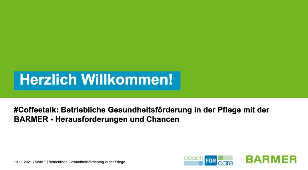 coachforcare's tweet photo. Wir waren gestern bei der Berliner @Pflegekonferenz  zum #Coffeetalk dabei und konnten uns zum Thema "Betriebliche Gesundheitsförderung in der Pflege mit der  BARMER - Herausforderungen und Chancen" austauschen. Danke nochmal an alle Teilnehmenden und Veranstalter! @BARMER_BB https://t.co/nIgAX5gpKl