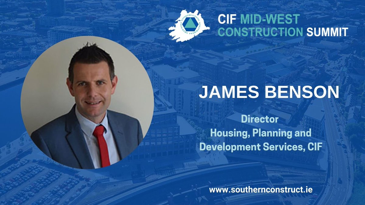 We are delighted to now welcome James Benson to the stage. James will be letting us know about The CIF’s response to Housing for All plan There’s still time to secure your tickets for Cork now at:southernconstruct.ie #Southcon21 @CIF_Ireland @jamesrbenson