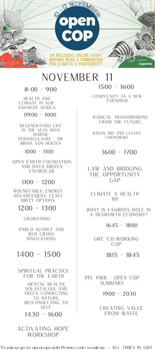 forumforearth's tweet photo. Today's schedule for  #opencop #cop26 
@lai https://t.co/NaAztWyc24