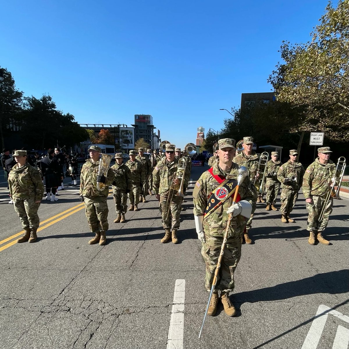 122ndArmyBand's tweet photo. On Friday, November 5th, the 122nd Army Band performed in the Veterans Day Parade in downtown Columbus - the first parade we've done in 2 years! Thank you to all that served and those who continue to serve. Happy Veterans Day! https://t.co/pcIATgp82v