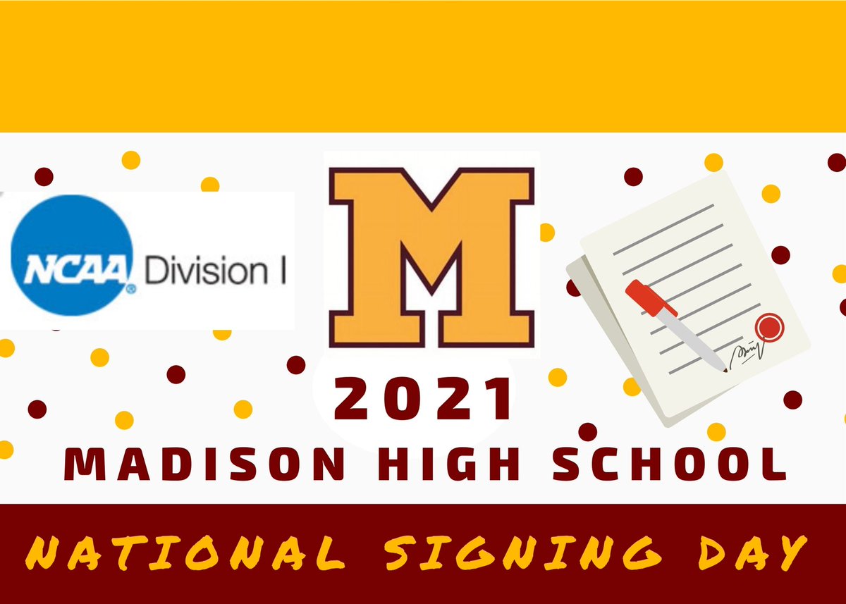 DodgerAthletics's tweet photo. Madison High School's Division 1 National Letter of Intent Signing Day will be held today, 2pm. Check back for official photos. #DodgerProud #DodgerNation https://t.co/70udm7NXaB