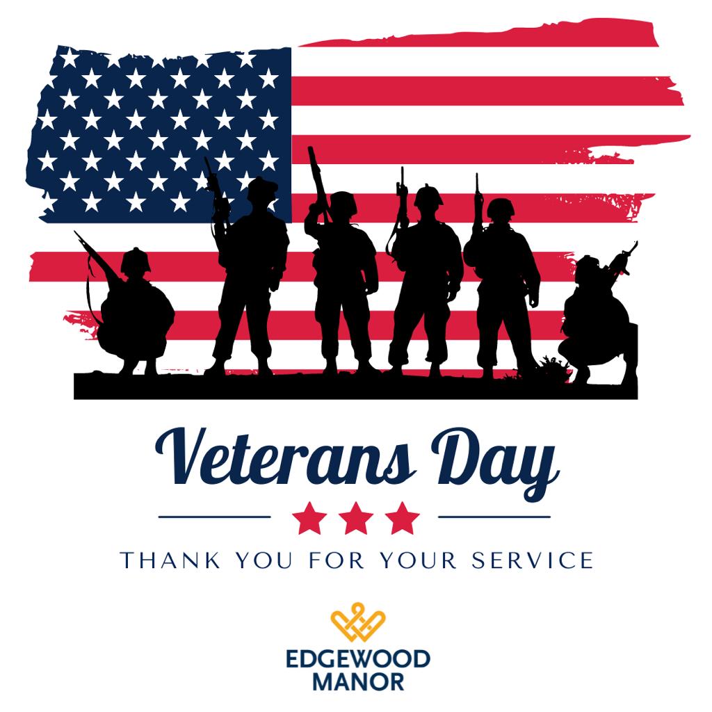 EdgewoodHealthc's tweet photo. Happy Veterans Day! Today we celebrate and remember all those who risked their lives or lost them serving our country. 🇺🇸 https://t.co/vq6WhkHhPD