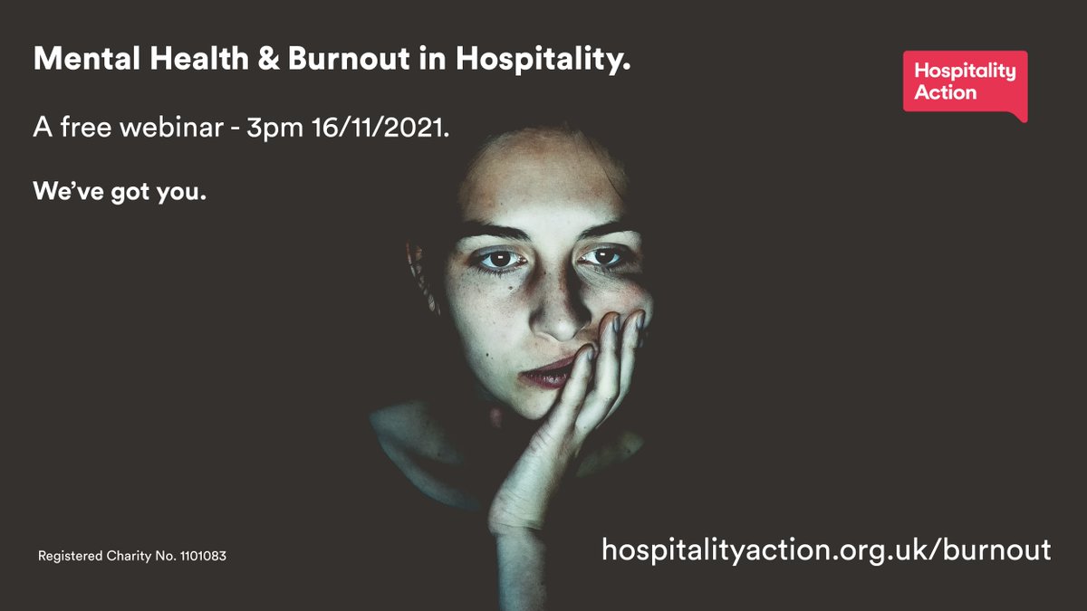 HospAction's tweet image. #Mentalhealth concerns and the risk of #Burnout are very real issues in our industry. Click the link to join us at 3pm on Tuesday Nov 16th for a free webinar to help you understand the impact of the pandemic on your mental health and wellbeing. ow.ly/XFlL50GL9tN