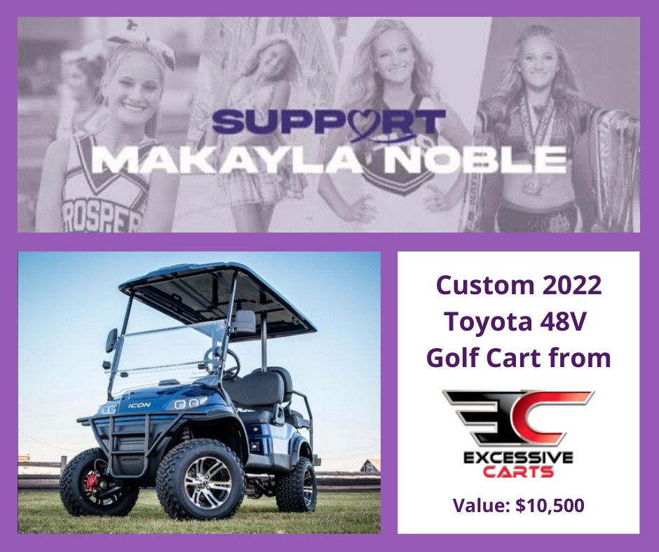 MakaylasFight's tweet photo. Check out this #MakaylasFight auction package! You could be cruising around your neighborhood in style with this #customgolfcart from @ExcessiveCarts ! #doitformak #golfcart #golfcarts #golfcarting #golfcartlife #golfcartswag #golfcartsofinstagram https://t.co/fa5WNaVhVx https://t.co/OkbuvxbsJ9