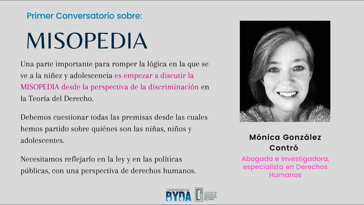 C_deBYDA's tweet photo. 🗣️En nuestro conversatorio sobre #misopedia , nuestras expertas señalaron que es necesario cuestionar las premisas sociales y legales en las que hemos englobado a niñas, niños y adolescentes sobre sus derechos.
#conexionesdebyda #caeitam https://t.co/94aO4tXtK9