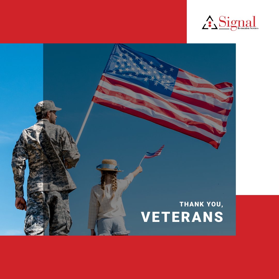 SignalTroy's tweet photo. On Veterans Day, Signal Restoration recognizes the dedicated, selfless military veterans who have served our country and those who continue to serve in so many ways. We're grateful every day for your commitment, valor, and sacrifices.  #VeteransDay #Honor #ThankYouForYourService https://t.co/pFpRkNP6Gl