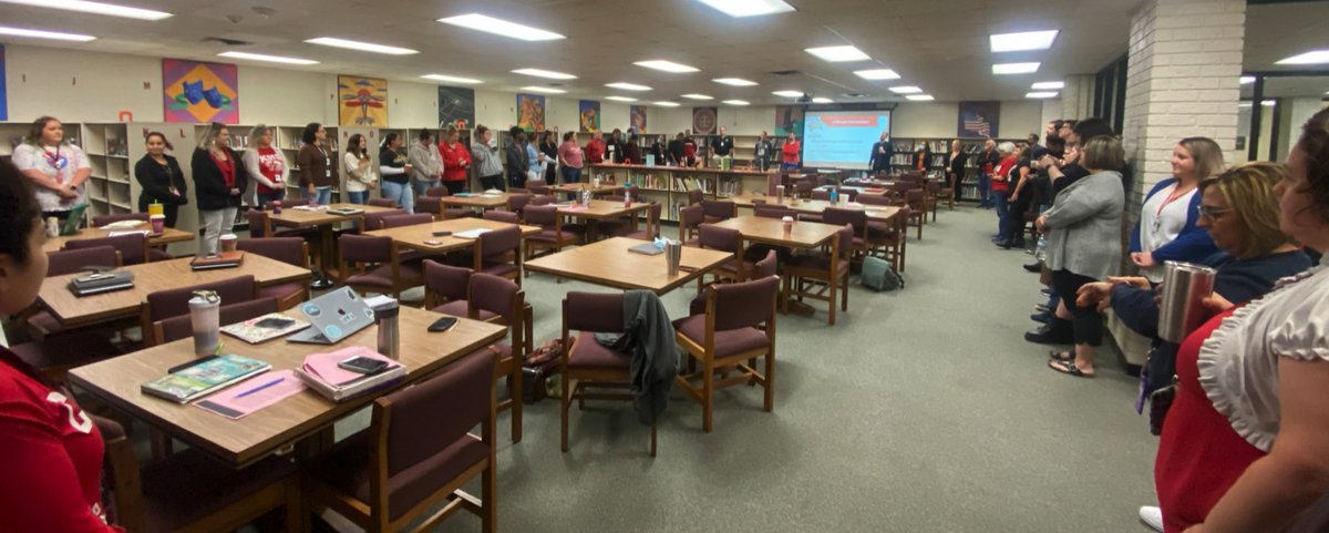 HumbleISD_KMS's tweet photo. Counselors led KMS staff in a 2 Min Connection by sharing 1 student they are proud of!

2 Minute Connections builds relationships and allows every voice to be heard! #KMSCougarPride #Safety #Relationships https://t.co/Ote3ajVfZW
