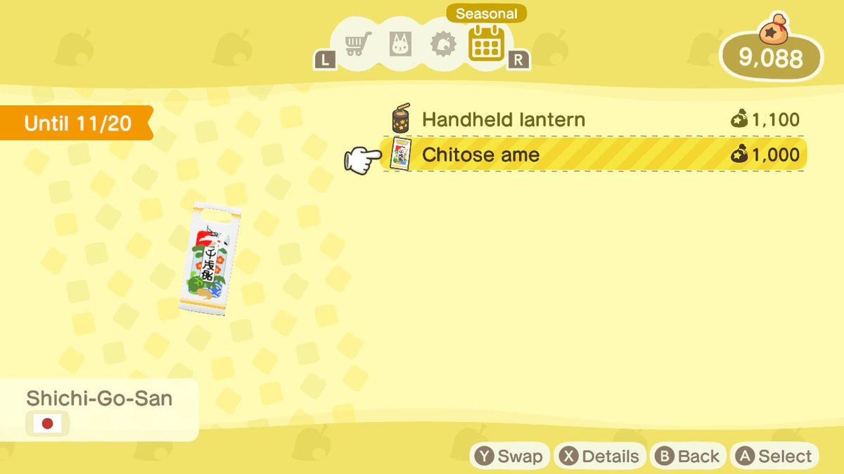 Game8_ACNH's tweet photo. ⚠️ New Seasonal Items In-Bound! 🍭

The Chitose Ame is now available for the Japanese Holiday, Shichi-Go-San!

Order it from Nook Shopping from Nov 11-20 in #ACNH! https://t.co/2KKnir3Rwf