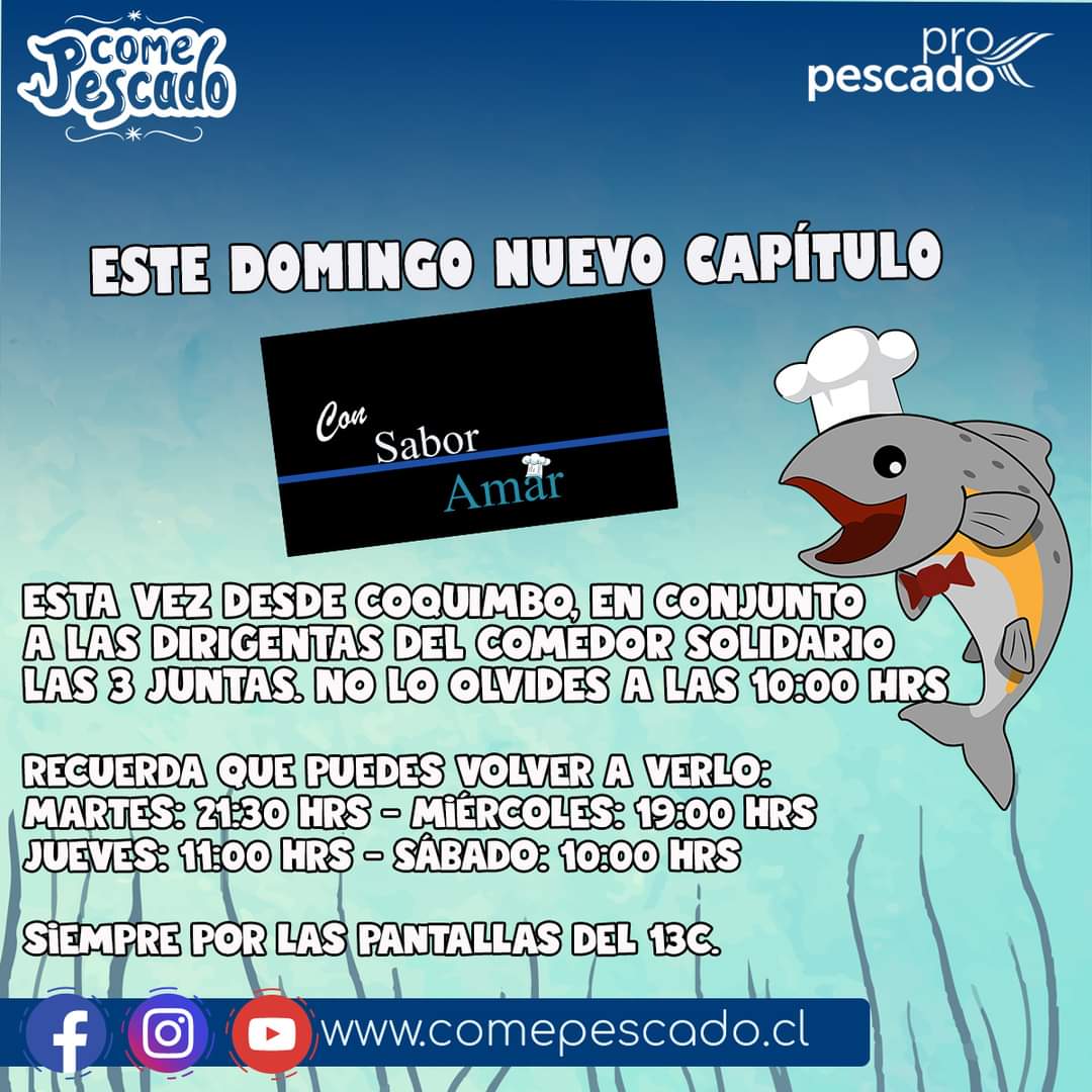 propescado's tweet photo. Este domingo nuevo capítulo, desde Coquimbo a las 10:00 hrs por el canal 13C https://t.co/VewjorXOEE