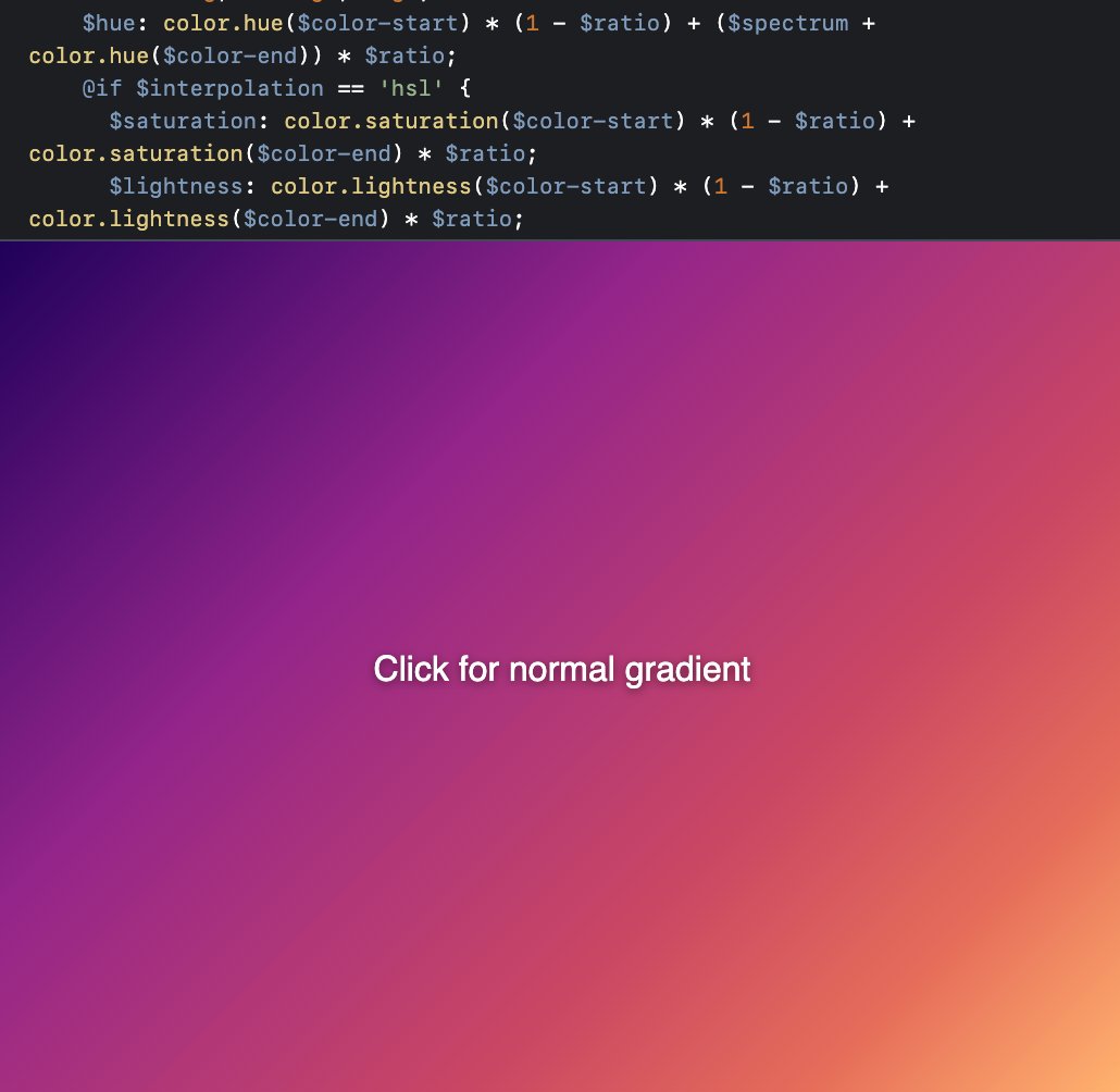 erikdkennedy's tweet photo. Nice! Generate vivid gradients in SASS using this function from @ValentinEscoyez https://t.co/Q9xDjCxdmd https://t.co/7PZQKrKbeb
