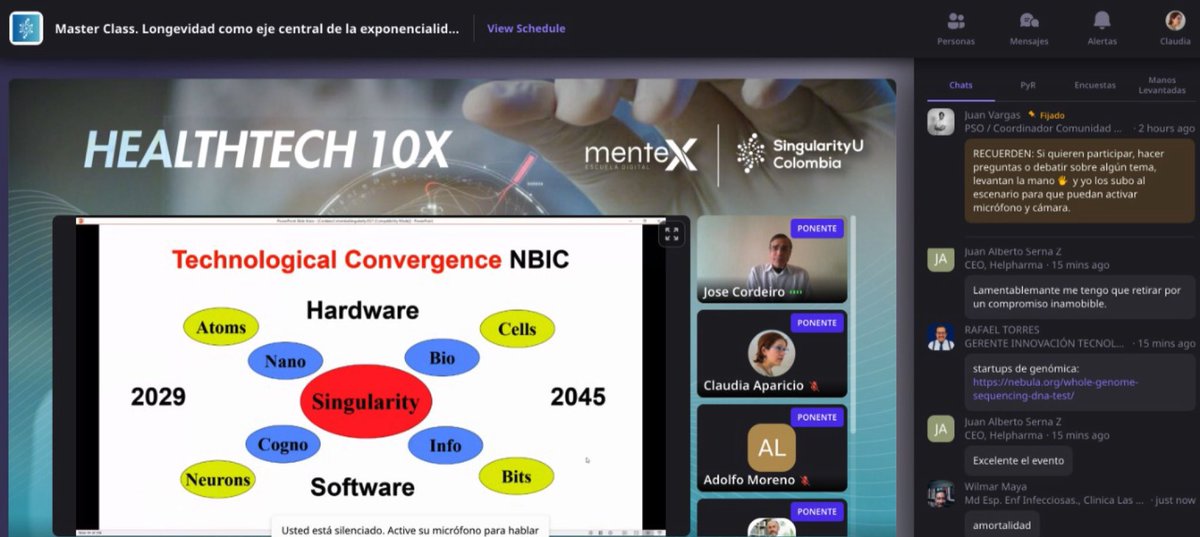 Damos inicio a #HealthTech con broche de oro. Master class con <a href="/cordeiro/">José Cordeiro #TransVision #Future #HumanityPlus</a> “A partir de 2029 ganaremos un año de vida por cada año de vida, viviremos más y mejor, a partir de 2045 podremos tener terapias de rejuvenecimiento”.