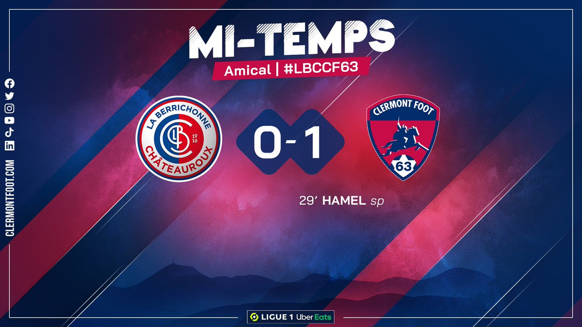 ClermontFoot's tweet photo. ⏱ Nos Clermontois mènent à la fin de cette première période suite à un pénalty transformé par Hamel ! 

#LBCCF63 (0-1) https://t.co/uDAlw5lOoL