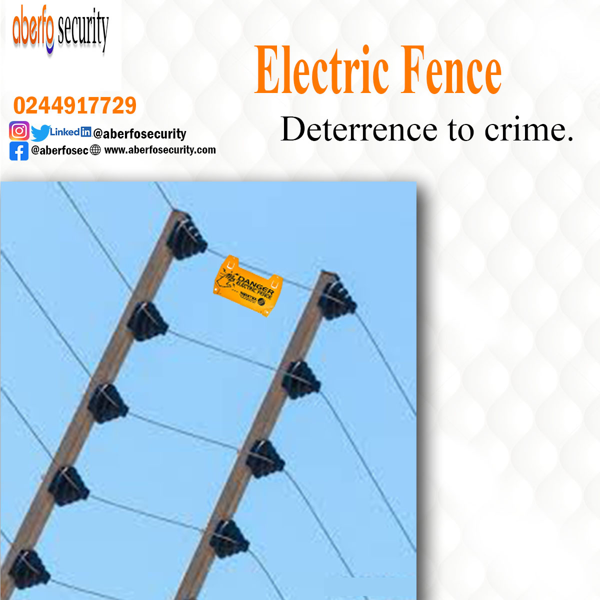 AberfoSecurity's tweet photo. Electric fence is an excellent security deterrent to burglary, vandalism and trespassing. 

Call or WhatsApp us on 0244917729

 #Electricfence #Electricfencing #protection #Electricfences #Safety #SecurityServices #residence #commercialproperty #Security #AberfoSecurityTechology https://t.co/2gYqnet2u5