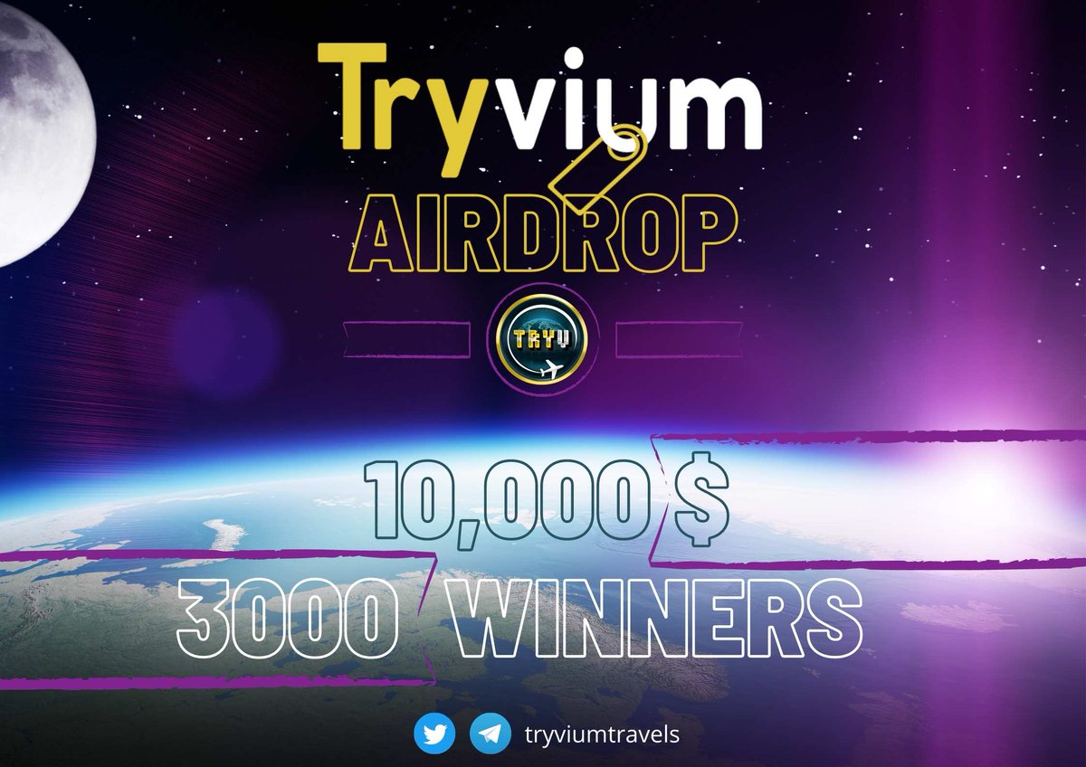 💥💸 𝐓𝐑𝐘𝐕𝐈𝐔𝐌 #AIRDROP 𝐢𝐬 𝐨𝐧 𝐚𝐢𝐫! 💸💥

🤑PRIZES: 10.000$ as 500.000 #TRYV tokens
3000 winners will be rewarded!

📆The event will run from 6:00 PM 11th November 2021 — 6:00 PM 25th November 2021 (GMT)

👉Join the event: gleam.io/ZtAOB/tryvium-…

#tokenfree #giveaway