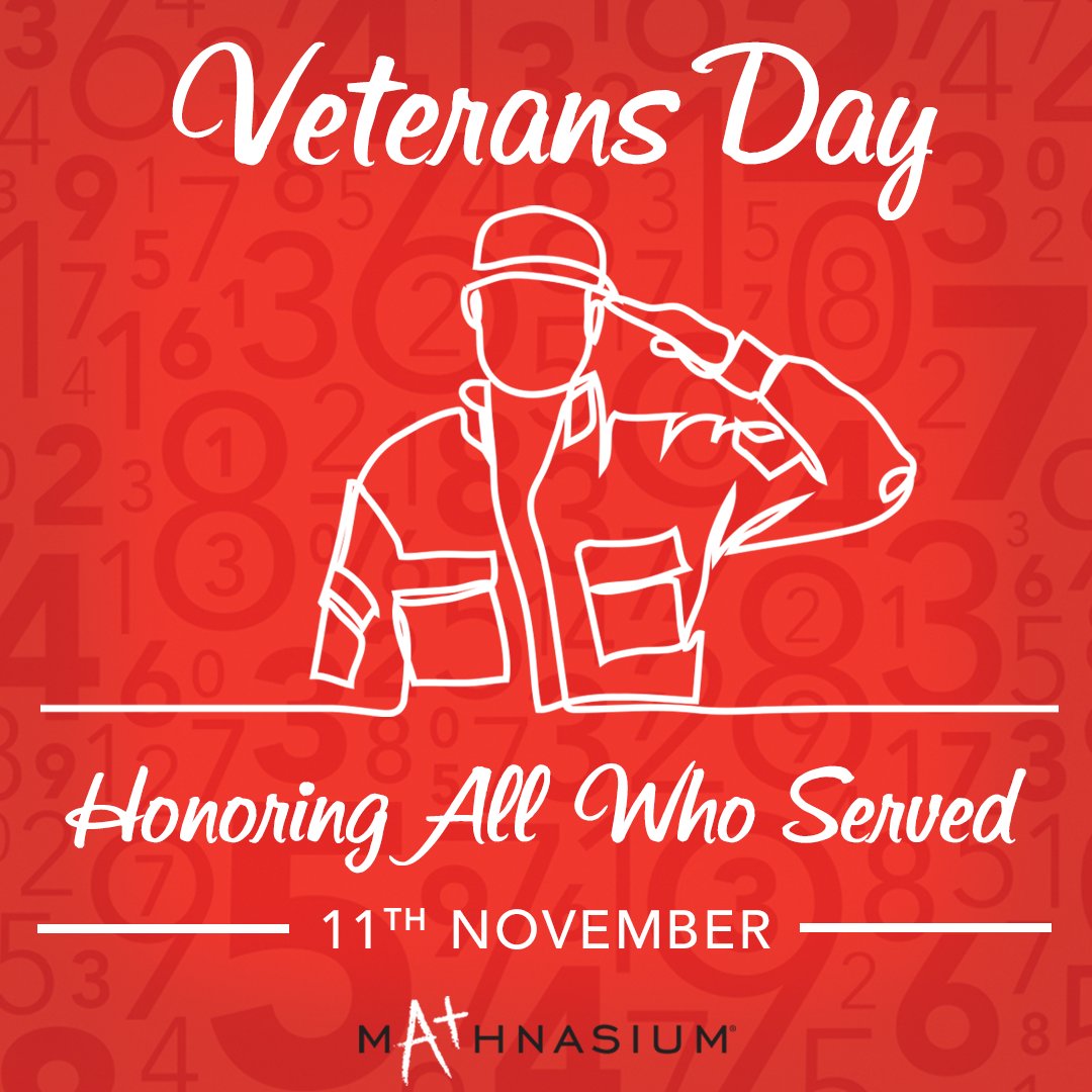 MathnasiumBTX's tweet photo. Happy #VeteransDay to all of the brave men and women who have served in the United States Armed Forces! We honor you and thank you for your service.❤️🇺🇸💙 #Mathnasium #USA https://t.co/ki7FLTZwSn