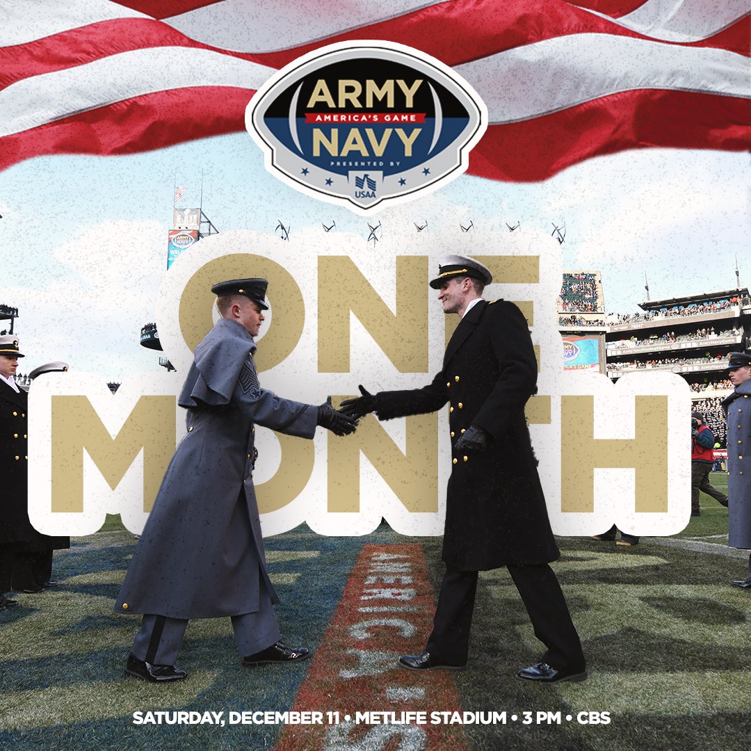 ArmyNavyGame's tweet photo. ☝️ month until America's Game 🇺🇸

#ArmyNavy https://t.co/XrNNLIcfGn