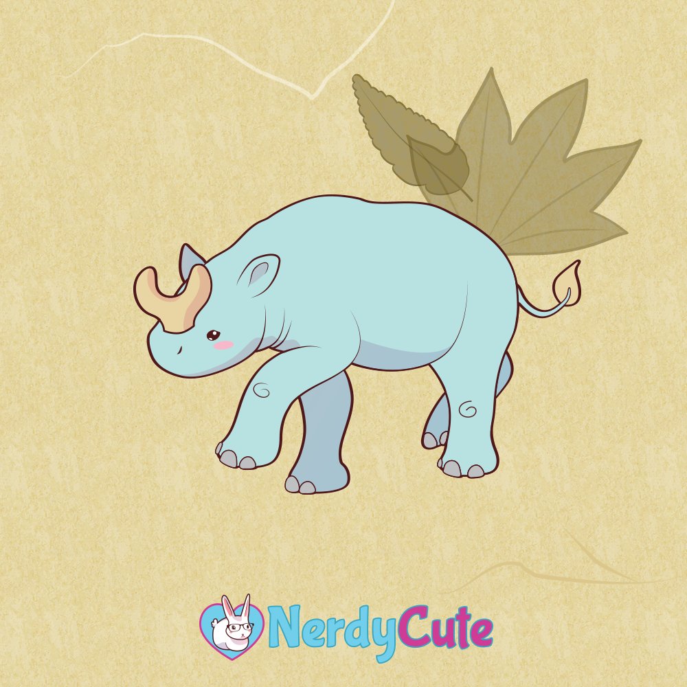 nerdycute's tweet photo. New design! Brontotheres were rhinoceros-like animals that lived about 56–34 million years ago (during the Eocene). They're related to rhinos, horses, and tapirs and came in a variety of shapes and sizes. Included in our latest Sticker Pack: https://t.co/5ib7tCDwcm https://t.co/ET6nkGp05o