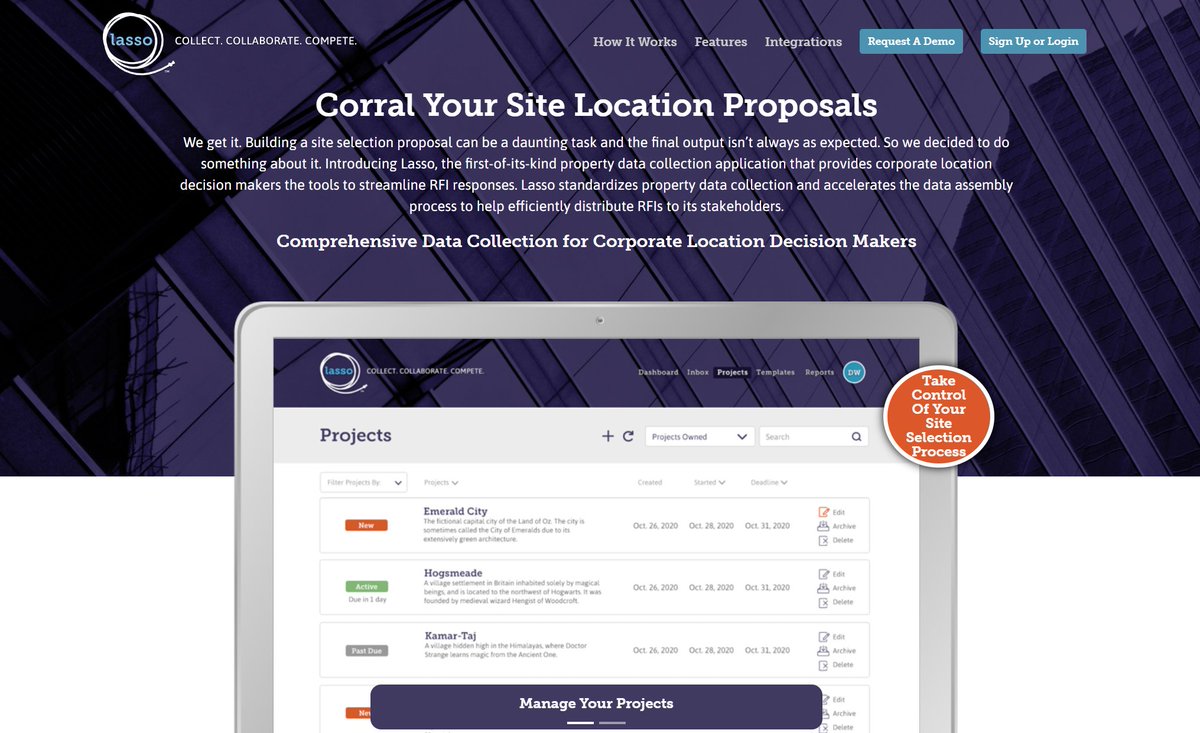 Online, on-demand, and on time. Lasso is a first-of-its-kind location data collection application that provides trailblazers the ability to request and receive location proposals in one place. Want a better way to send RFIs? Let us show you how today: bit.ly/2YH9LM4
