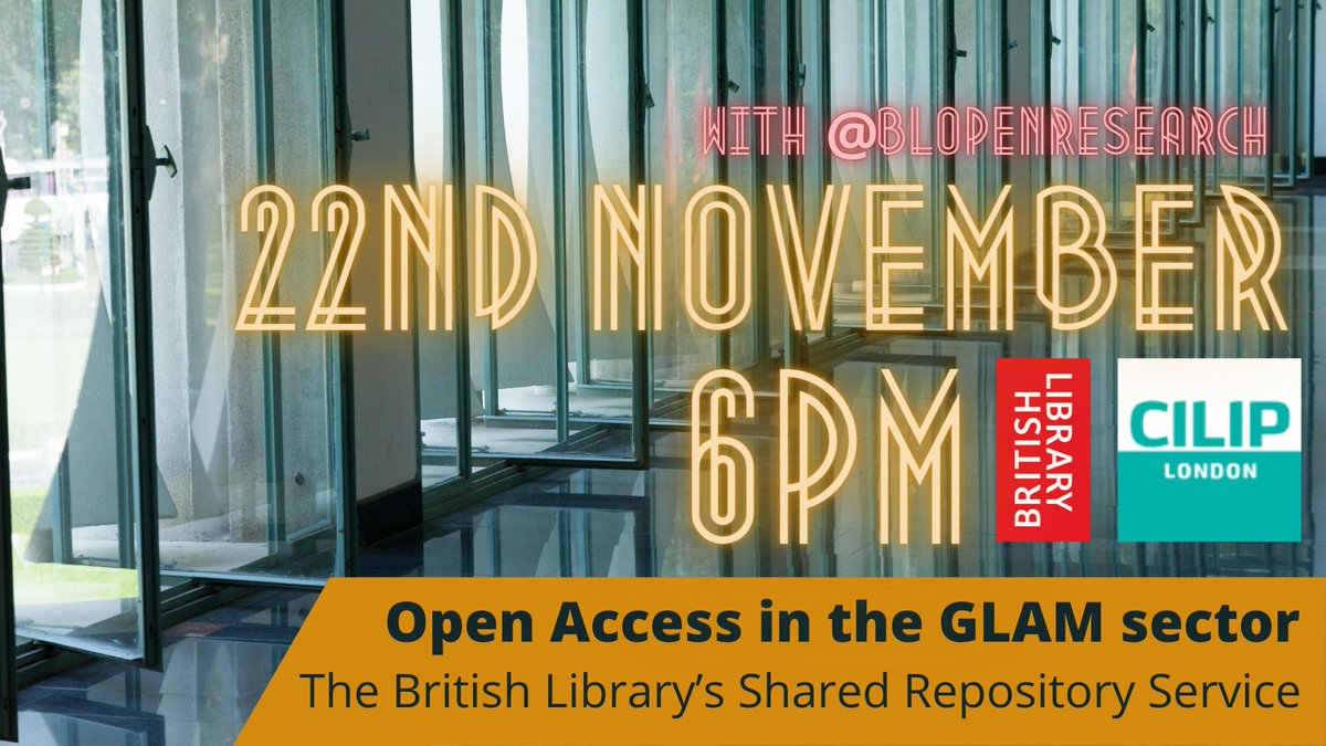 0ptimistBiscuit's tweet photo. 🚨 NEW @ciliplndn EVENT KLAXON 🚨

Come hang and listen to @j_basford from @BLopenresearch talk about how they are enabling Open Access and Research Repository capabilities at cultural heritage institutions across the UK! 🧑‍💻

Event info and signup here 👇
https://t.co/4zbQRsmkTH https://t.co/NX9sF4gH0H