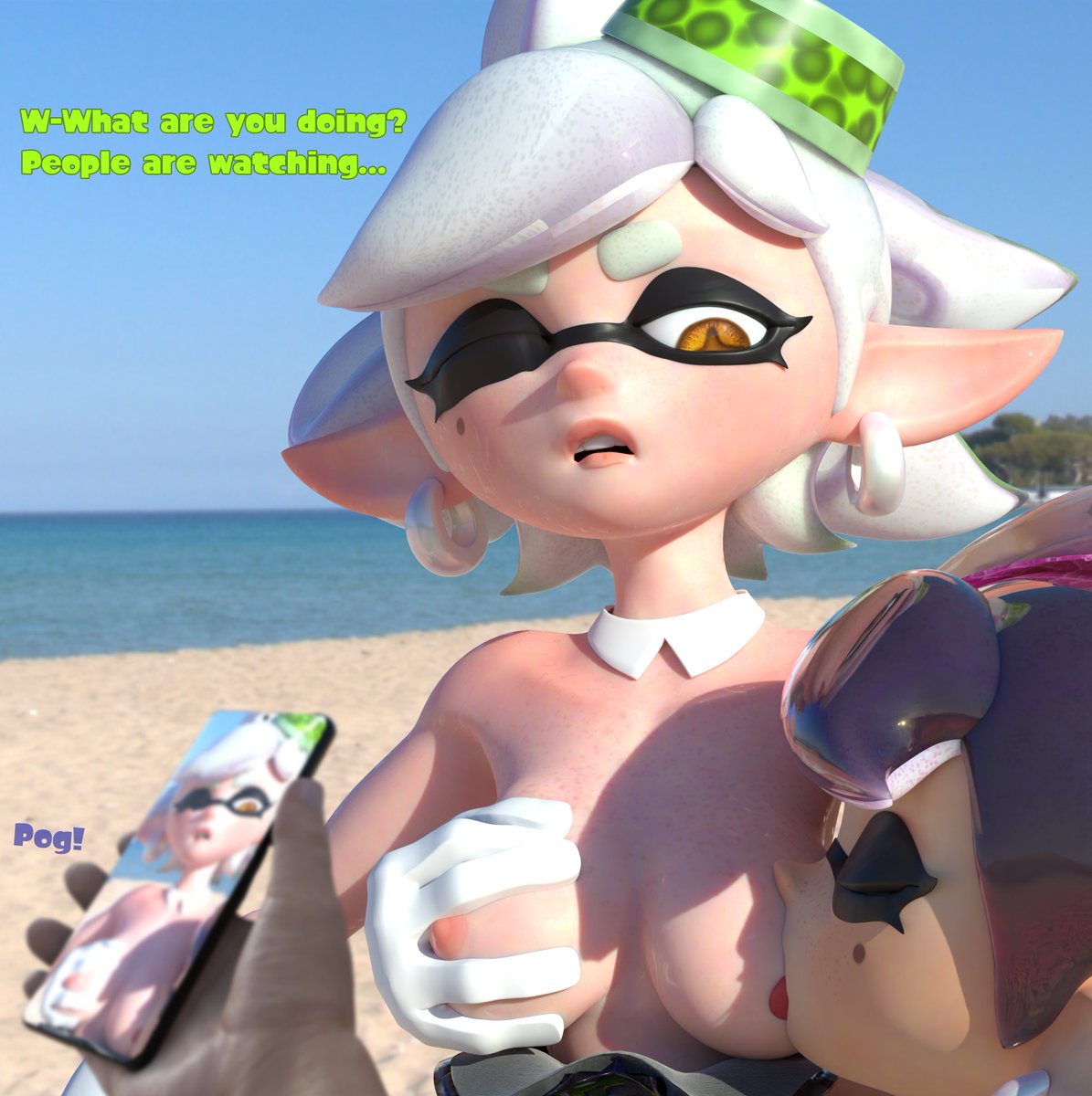 Dubiousbutter's tweet photo. Callie couldn't help herself. 

I had these two renders done a few days ago, but was busy with some other stuff. 

Marie by @nsfwo262 
Callie by @MandalaFurikake https://t.co/Q4Iuz0Koue