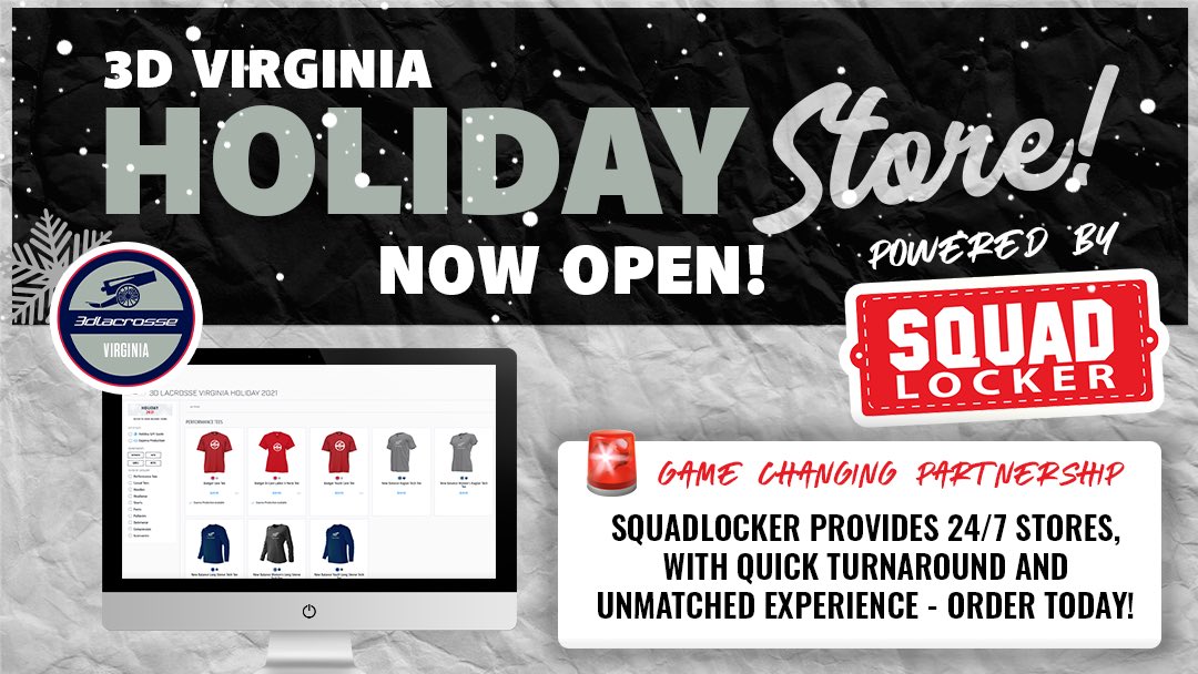 3d Virginia Holiday Store is NOW OPEN - Order Today to receive your team gear for the holidays! 

 ✅New partnership with <a href="/SquadLocker/">SquadLocker</a> 
 ✅24/7 Stores 
 ✅Tons of options
 ✅Unmatched Customer Experience 

Check it out for yourself and order today: teamlocker.squadlocker.com/#/lockers/3d-l…