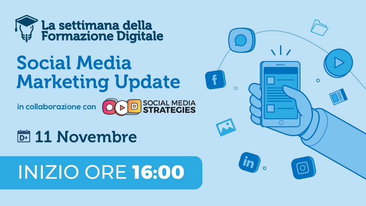 Ciao amici di #7formazione!
Siete pronti? 😁Vi aspettiamo live alle 16:00 insieme a Marco Quadrella, <a href="/giorgiotave/">Giorgio Taverniti</a>, <a href="/AngeloMarolla/">Angelo Marolla</a>, Lorenza Pasqualini e Valentino Megale:bit.ly/Live-DaySocial…

ℹ Se non vi siete ancora registrati potete farlo qui: bit.ly/Iscrizione-7fo…