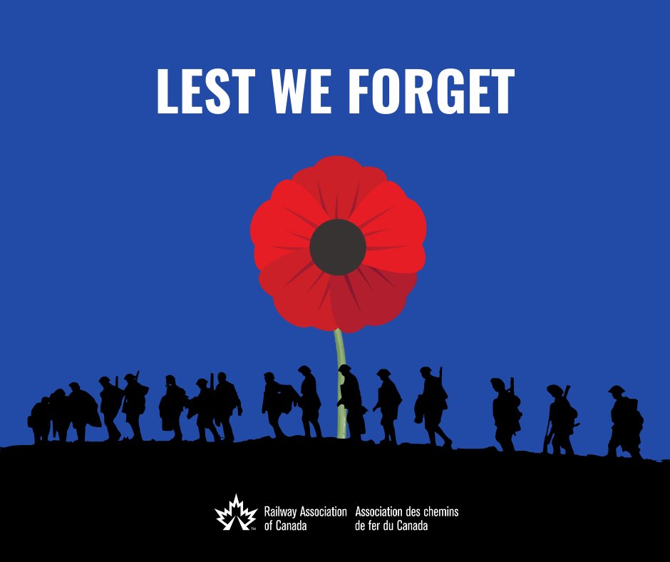 RailCanada's tweet photo. Our industry has long had ties with our Canadian soldiers throughout history. On this day, we take the time to commemorate our fellow Canadians who sacrificed their lives on the battlefields. Lest we forget. https://t.co/zFYZgYy8Gu