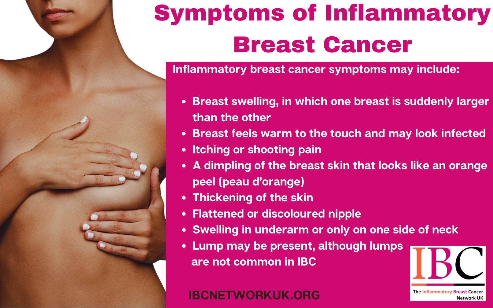 The Inflammatory Breast Cancer Network UK on X: @Kipzi3 @Sarajbonnell  These are the symptoms of inflammatory breast cancer.   / X