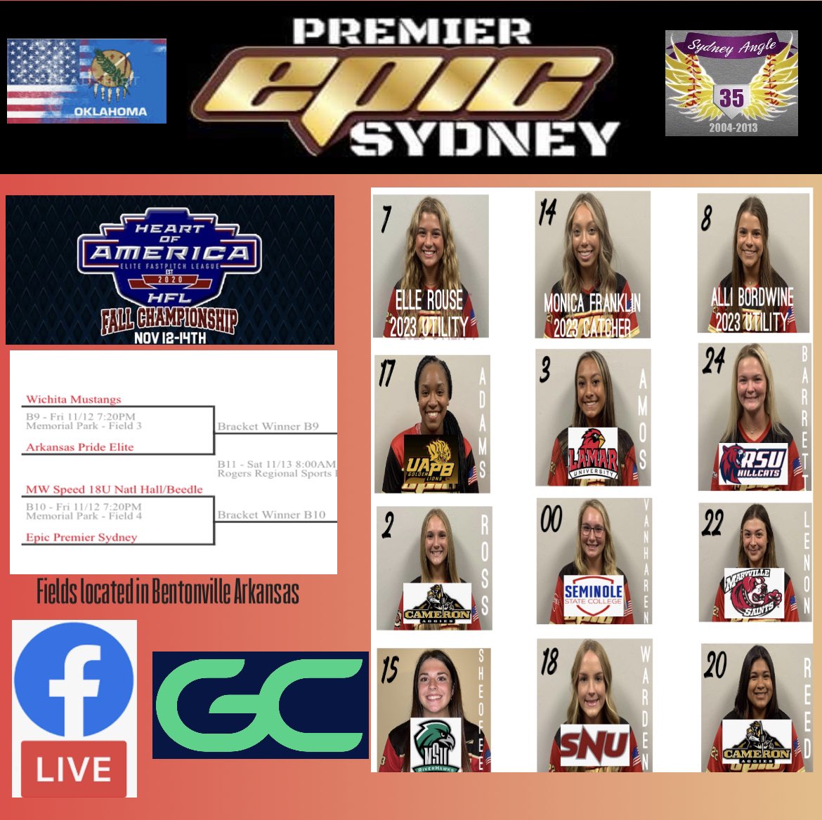 Ladies finish their fall season <a href="/HFLfastpitch/">Heart of America Fastpitch League | HFL</a> championship in Bentonville Arkansas! Our bracket begins Friday at 7:20pm #epsyd